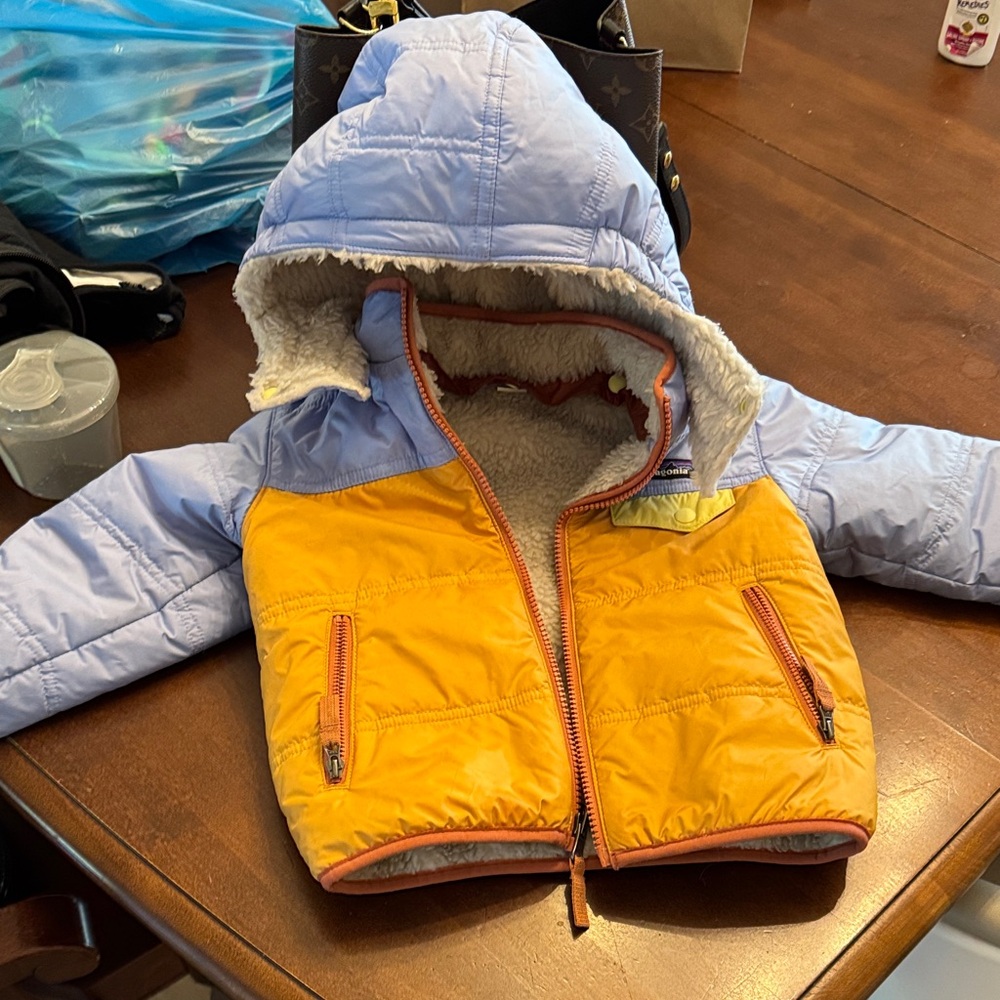 Patagonia Light Blue and Yellow Jacket